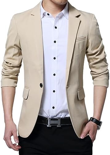 DAVID.ANN Men&#39;s Slim Fit One Button Casual Blazer Jacket
