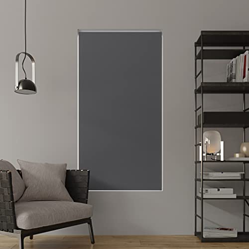 Sun Zero Lodi Textured Total Blackout Cordless Roller Shade, 48" x 72", Gray by Sun Zero - Image 2