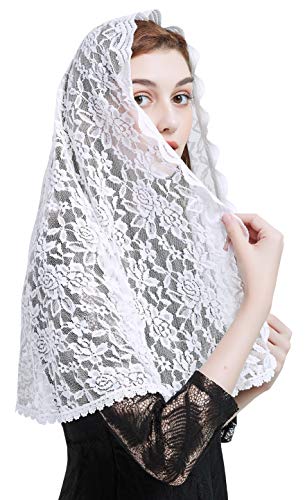 FANFAN classic embroidery chapel veil mass church mantillas infinity veil Y039 (Elegant Ivory Veil)
