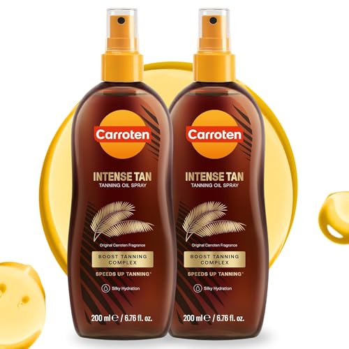 Carroten Intensive Tanning Oil Spray | Browning Tan Accelerator | Vitamin E and Carrot & Coconut Oils | Water-Resistant, Silky Hydration | Coconut Fragrance | Made in Greece | 6.7 oz (2 Pack)