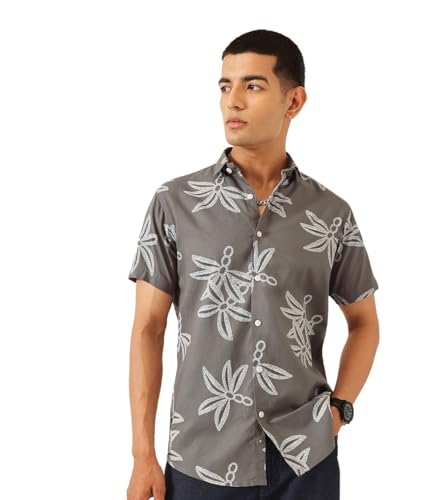 Image of Majestic Man Men's Slim Fit Pure Cotton Printed Casual Shirt - Short Sleeve | Premium Breathable Fabric | Modern Geometric Design