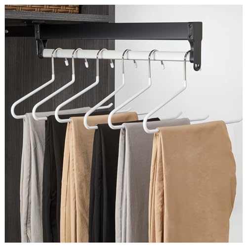 Percha extensible con rieles de 30 a 60 cm, barra de ropa extraíble, se utiliza para guardar pantalones y ropa, ahorro de espacio, capacidad de carga de 25 kg (tamaño: 500 mm/19.7 pulgadas) (un color