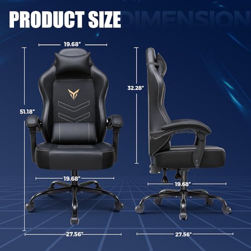 Gaming Chair with Massage and Footrest