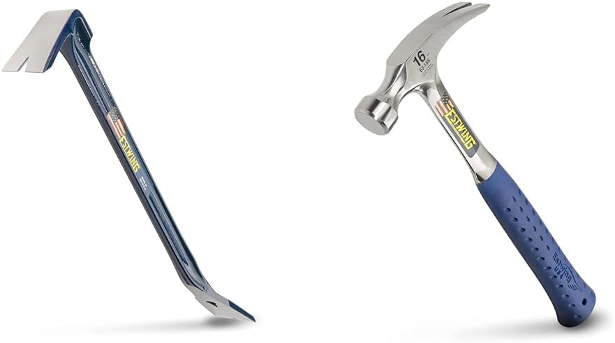 Estwing 18" Pry Bar & 16 oz Rip Claw Hammer Bundle with Extreme Leverage & Shock Reduction Grip