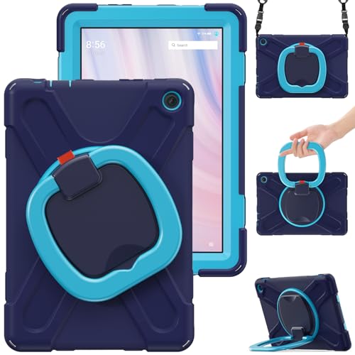 Amazon Fire HD 10 (2023年発売)ケース ショルダー シリコン【ABADAN】ポリカーボネイト ハードシェル + ソフトTPU の3層構造で、ハンドル付き、360度回転式スタンド機能 耐衝撃 衝撃吸収 防塵 アマゾン Fire HD10