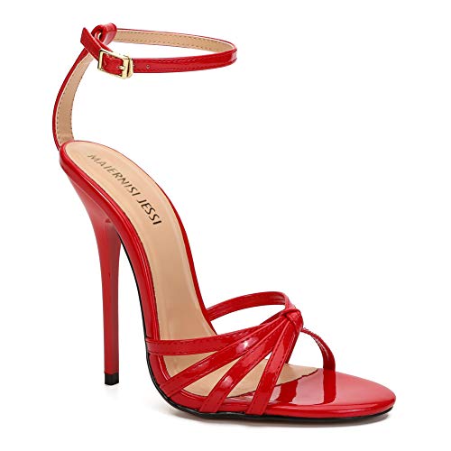 Image of MAIERNISI JESSI Unisex Men's Women's Strappy Stiletto Sandals, Ankle Strap, 5.1 Inch High Heel