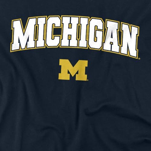 LOGOVISION University of Michigan Arch Logo Unisex Adult T Shirt, Navy, Medium - 2