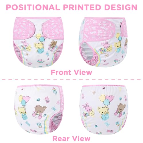 Image of Littleforbig Washable Adjustable Reusable Waterproof Cloth Adult Diaper Wrap Cover - Baby Cuties M