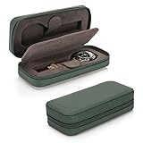 HOUSEOFHIGGINS Modern Leather Watch Case for men - Watch Travel Case - Storage Organizer & Display - Watch accessory Green