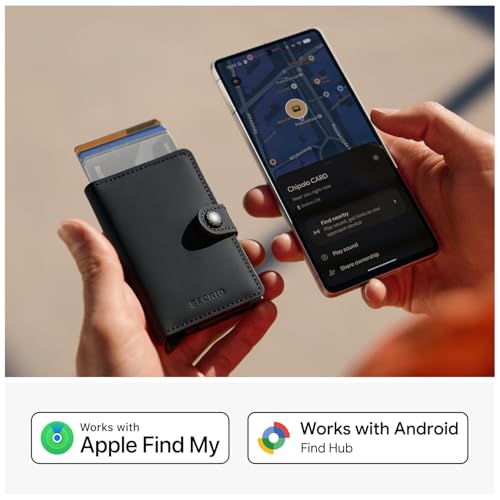 Image of Chipolo x Secrid Trackable Miniwallet, Leather Slim Wallet, incl. Rechargeable Bluetooth Tracker Chipolo Card, Works with Apple Find My or Google's Find Hub with Call Your Phone & Out of Range Alerts