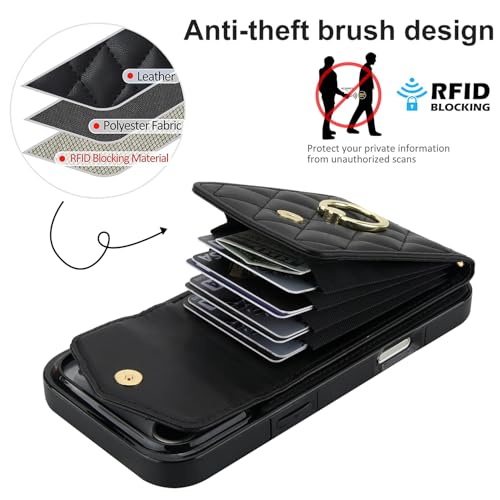 MRRSIWEI for Apple 17 Pro Max Wallet Case.Lanyard Black - image 4