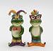 Fine Ceramic Mardi Gras Costume Frogs Couple Salt & Pepper Shakers Set, 4-7/8