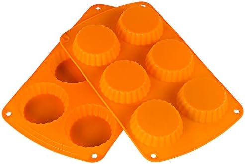 Webake Peanut Butter Cup Molds, Silicone Mini Tart Pan Quiche Mold, Pie Pan 6-Cavity Tartlet Pan for Baking Fern Cakes Pack of 2