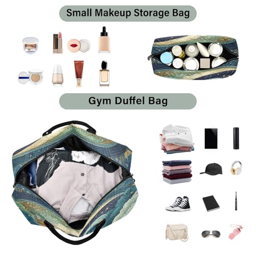 Crescent Moon Face Travel Duffel Bag for Men Women with Makeup Bag Weekend Overnight Carry On Bags for Workout Gym Travelin4