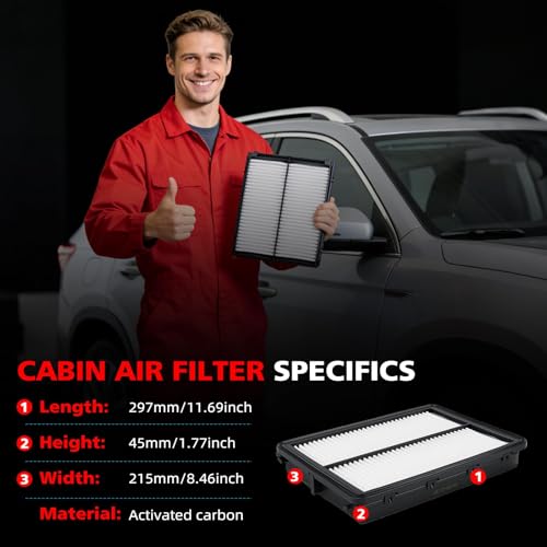 Image of Engine Air Filter Compatible with Hyundai Santa Fe 2019-2020, Palisade, Santa Fe Sport & Kia Sedona 2015-2021, Sorento 2016-2020, Telluride 2020-2023, Replace# CA11943 28113-A9100