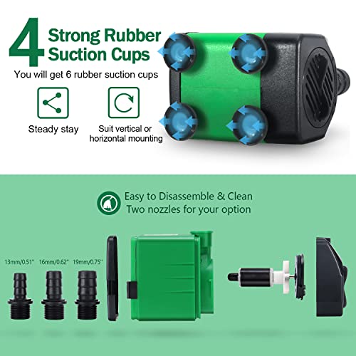 Cwkj Fountain Pump, 400Gph(25W 1500L/H) Water Fountain Pump, Outdoor Submersible Fountain Pump With 6.5Ft Tubing (Id X 1/2-Inch), 3 Nozzles For Aquarium, Pond, Fish Tank, Water Pump Hydroponics #TOP1