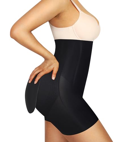 SHAPELLX Women's High Waist Butt Lifting Shapewear Seamless Shaper Shorts Tummy Control Shorts with Removable Hip Padded