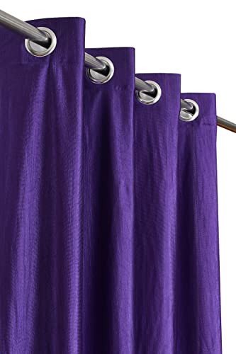 Image of Eyelet Polyester Modern Solid Crush Pack of 3 Pcs. Curtains (Purple & White, Door- 7 Feet (Pack of 3))