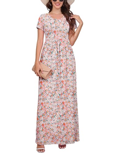 DEARCASE Maxi Dress with Pockets, Short Sleeve