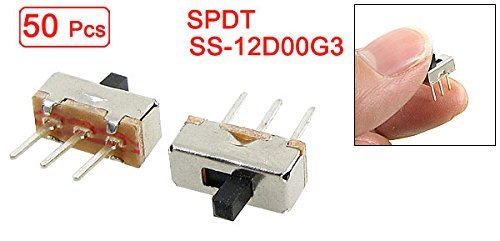 Gfortun 50Pcs Spdt Panel Mount Micro Vertical Slide Switch High Knob 3P 2 Position 0.5 Amp, 50V Dc, 3 Mm For Electronic Project #TOP1
