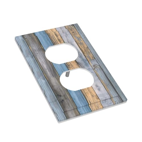 TCXDZMY Vintage Farmhouse Rustic Wood Outlet Covers Country Gray Wooden Light Switch Cover Decorative Duplex Wall Plate Switch Plate Covers Electrical Faceplate for Kitchen Bathroom 5" x 3" by TCXDZMY - Image 3