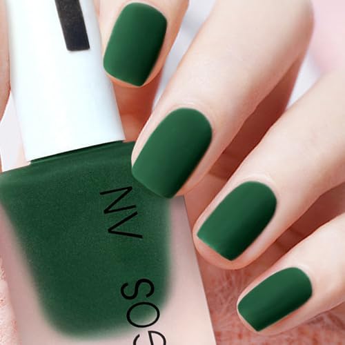 Velvet Cruelty Free Nail Polish - Dark & Matte Green Shades, Quick Dry Frosted Emerald Gel Finish