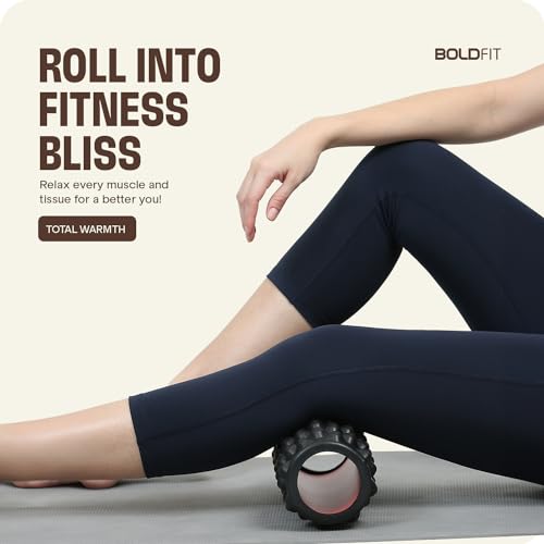 Image of Boldfit Foam Roller for Back Pain, Deep Tissue Massage and Body Pain High Density Foam Roller for Exercise Gym, Home Back Roller for Muscle Recovery Massage Roller for Stretching, Yoga -Spike, 33Cms