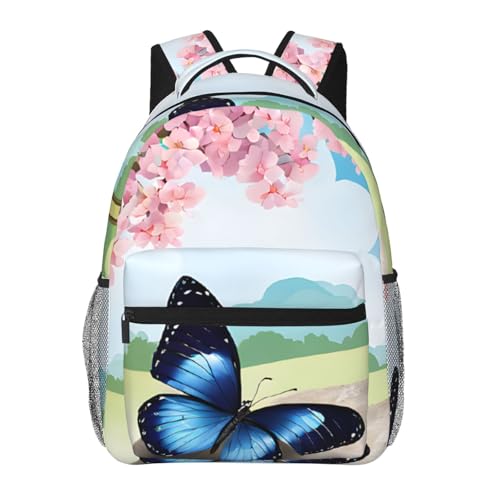 Sac à dos décontracté filles pour école et loisirs à motif papillon Zen