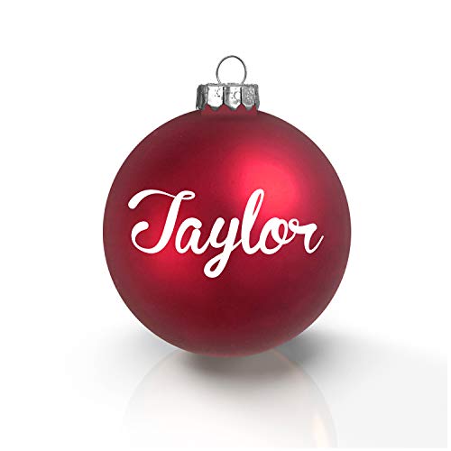 Personalized Christmas Glass Ball Ornament, Custom Name, Round, 2 1/2 Inch (65 mm) or 3/18 Inch (80 mm) Diameter