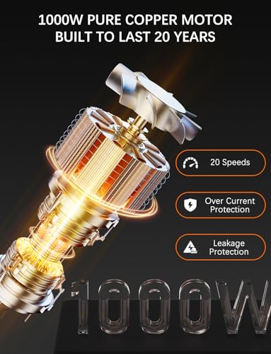 Immersion Blender Handheld GAVASTO Hand Blender,20 Speeds and Turbo Mode Hand Mixer, 3-in-1 Heavy Duty Copper Motor Stainless Steel - Thumbnail 7