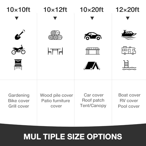 Pattiumo Tarp Waterproof 10 X 20 FT 16 Mil Heavy Duty Tarp Multipurpose Tarps Heavy Duty Waterproof Protective Cover UV All Weather Resistant for Shelter Camping, Green/Brown