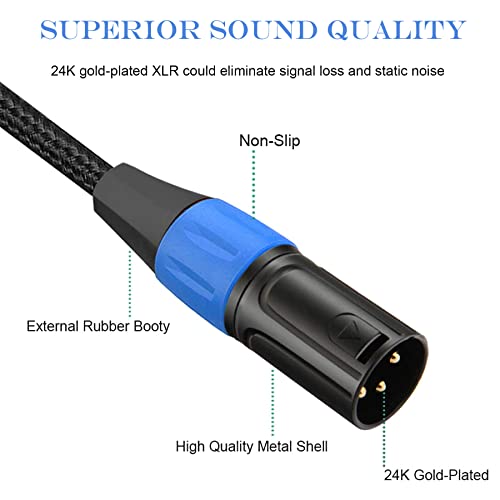 Jomley 1/4 To Xlr Cable, 1/4" Trs To Xlr Male Stereo Balanced Cable, 6.35 Mm Trs To Xlr Male Interconnect Cable Nylon Braid 3 Pin Interconnect Cord Patch Cord - 3.3Ft #TOP2