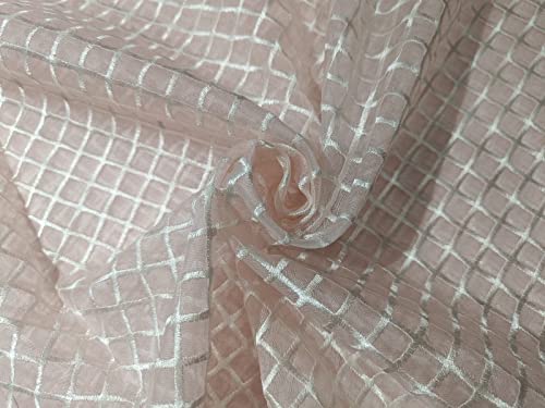 Soie organza brodé rose layette au mètre largeur 111,8 cm