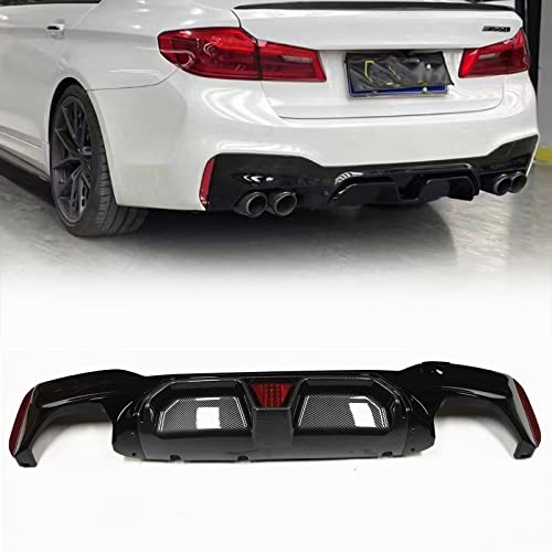 Lèvre diffuseur arrière noir brillant et carbone avec lampe pour BMW G30 17-21
