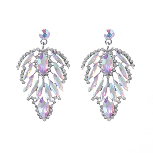 Elegant Crystal Chandelier Wedding Bridal Dangle Earrings (AB) - image 1