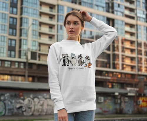 Cute Raccoon Ghost Sweatshirt Happy Halloween Sweatshirt Cute Raccoon Ghost Shirt Long Sleeve Adult Shirt4
