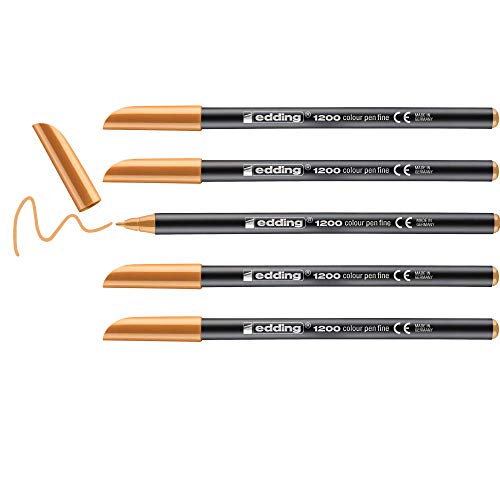 edding 1200 rotulador de color de trazo fino - naranja claro - 10 rotuladores - punta redonda de 1 mm - marcador dibujar y escribir