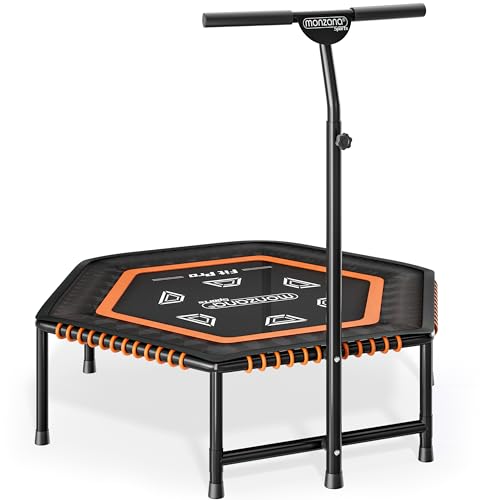 MONZANA® Fitness Trampolin MZFT120 mit Haltegriff Höhenverstellbar Ø 120cm Anti-Rutsch Gummiseilfederung bis 120 kg Zuhause Indoor Sport Sprung-Trainer