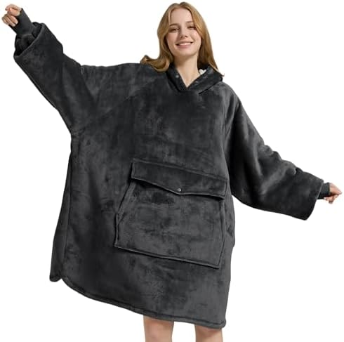Krifey Wearable Blanket Hoodie, Oversized Sherpa Fleece Sweatshir...