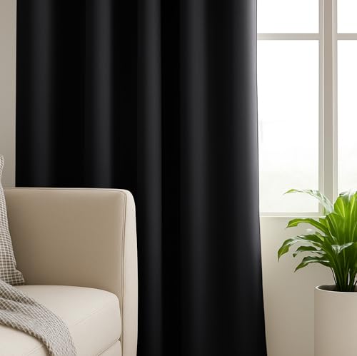 Imperial Rooms Eyelet Blackout Curtains for Living Room 66x84 Inch Black Curtains for Bedroom Energy Saving Thermal Curtains One Panel with Tieback - Image 8