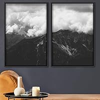 2 Piece Framed Canvas Wall Art Foggy Scenery Canvas Prints Home Artwork Decoration for Living Room,Bedroom - 16