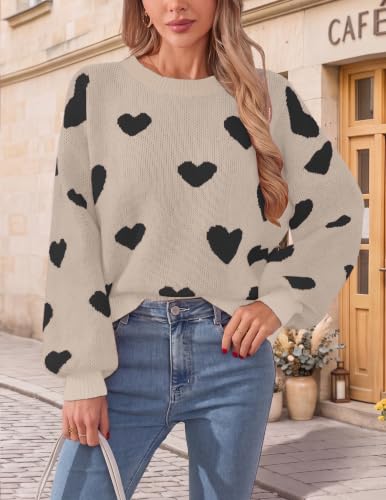 Image of Libsorge Womens Heart Sweater 2026 Valentines Day Trendy Cute Fall Oversized Long Sleeve Pullover Sweaters