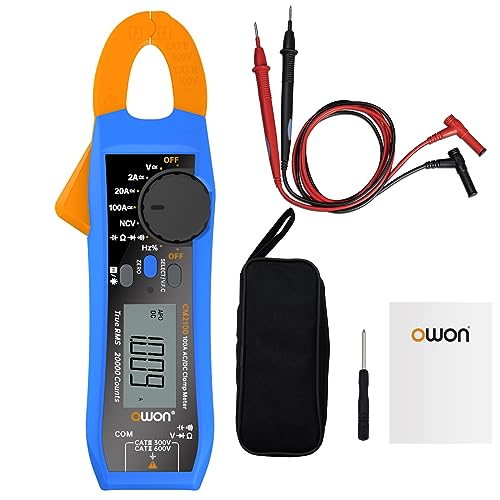 OWON CM2100 Pinza amperimétrica digital 20000 cuentas de mano True RMS AC/DC prueba de corriente y voltaje con protección de sobrecarga VFC probador de capacitancia de resistencia, 600 V 100 A NCV