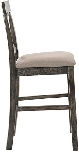 Miniatura 5 de Acme Martha II - Silla de altura de mostrador en lino bronceado y gris desgastado (juego de 2)