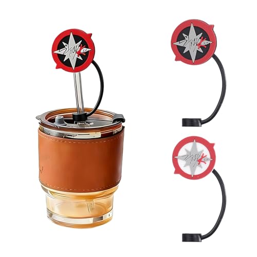 SKZZ Merch 2Pcs Straw Covers Cap Durable Protective Straw Cap Set for Stray Kids Fans Reusable Straw