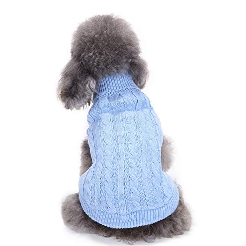 Small Dog Sweater, Warm Pet Sweater, Cute Knitted Classic Dog Sweaters for Small Dogs Girls Boys, Cat Sweater Dog Sweatshirt Clothes Coat Apparel for Small Dog Puppy Kitten Cat (Small, Light Blue)