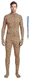 Full Bodysuit With Zipper Helper Unisex Adult Costume Without Hood Spandex Stretch Zentai Unitard Body Suit (Large, Leopard)