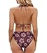 SEAFORM Womens Two Piece Bikini Set Vintage Print Sexy Swimwear Halter String Triangle Swimsuit Back Self Tie Spaghetti Strap Purple