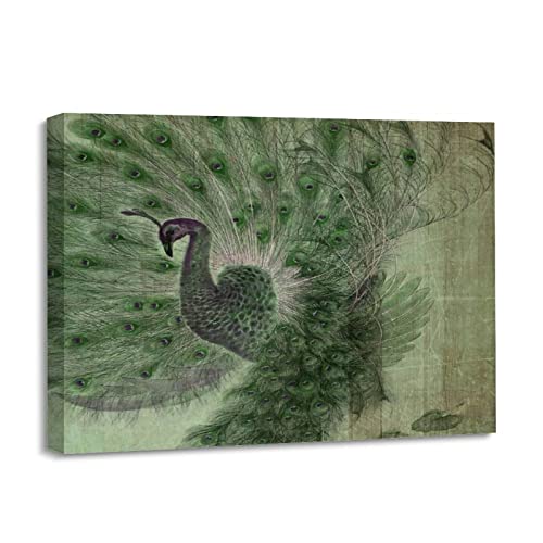 Art mural paon vintage pour créer une ambiance chaleureuse dans la chambre