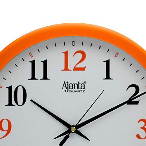 Image of Ajanta Plastic Fancy Round Step Movement Wall Clock (Orange, 26 cm x 26 cm)